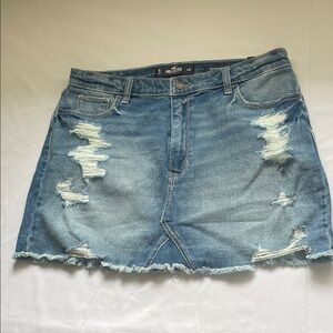 NWT size 15 HOLLISTER HIGH RISE RAW EDGE Distressed VTG STRETCH DENIM SKIRT